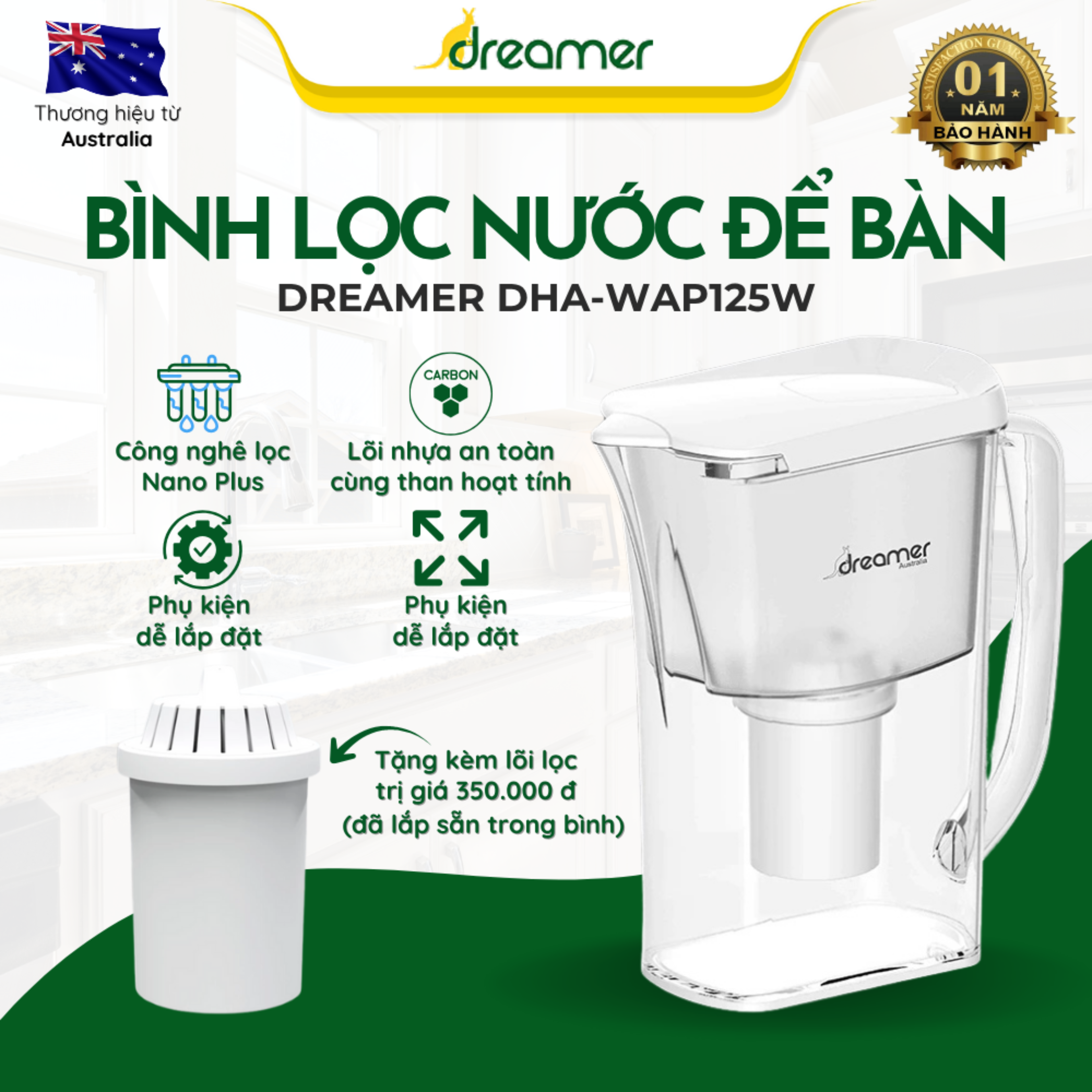 Bình lọc nước Dreamer DHA-WAP125W